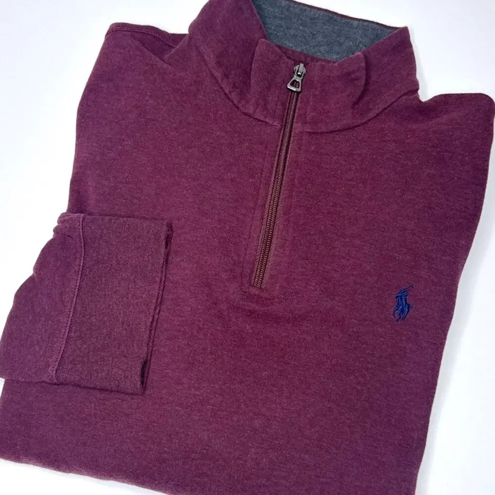 Polo Ralph Lauren Luxury Jersey Quarter-Zip Pullover‎ Burgundy Size XL